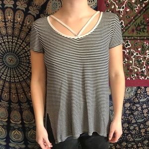 Flowy Striped Top Cut Out Detail